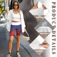 Shorts taille haute élastiques pour femmes, motif géométrique palmier symbole d'Haïti, pour activités de plein air, randonnée, camping, fitness, entraînement et cyclisme