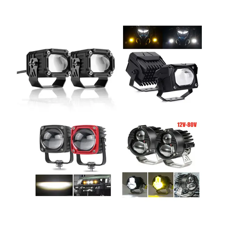 40W Offroad 4x4 White Yellow External Motorcycle Spotlight Led Mini Driving Light Dual Color Led Auxiliary Fog Light Yellow