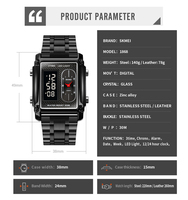 SKMEI 1868 Jam Tangan Led Digital Pria, Gelang Baja Tahan Karat Olahraga
