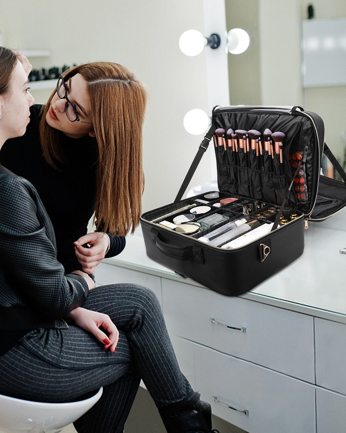 Relavel Professional Makeup Artist Kit Train Case Travel Extra