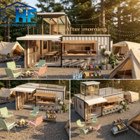 Café modulaire en conteneur d'acier à 2 étages pour usage commercial avec terrasse, design extérieur en kit, tailles 40ft/20ft, style moderne
