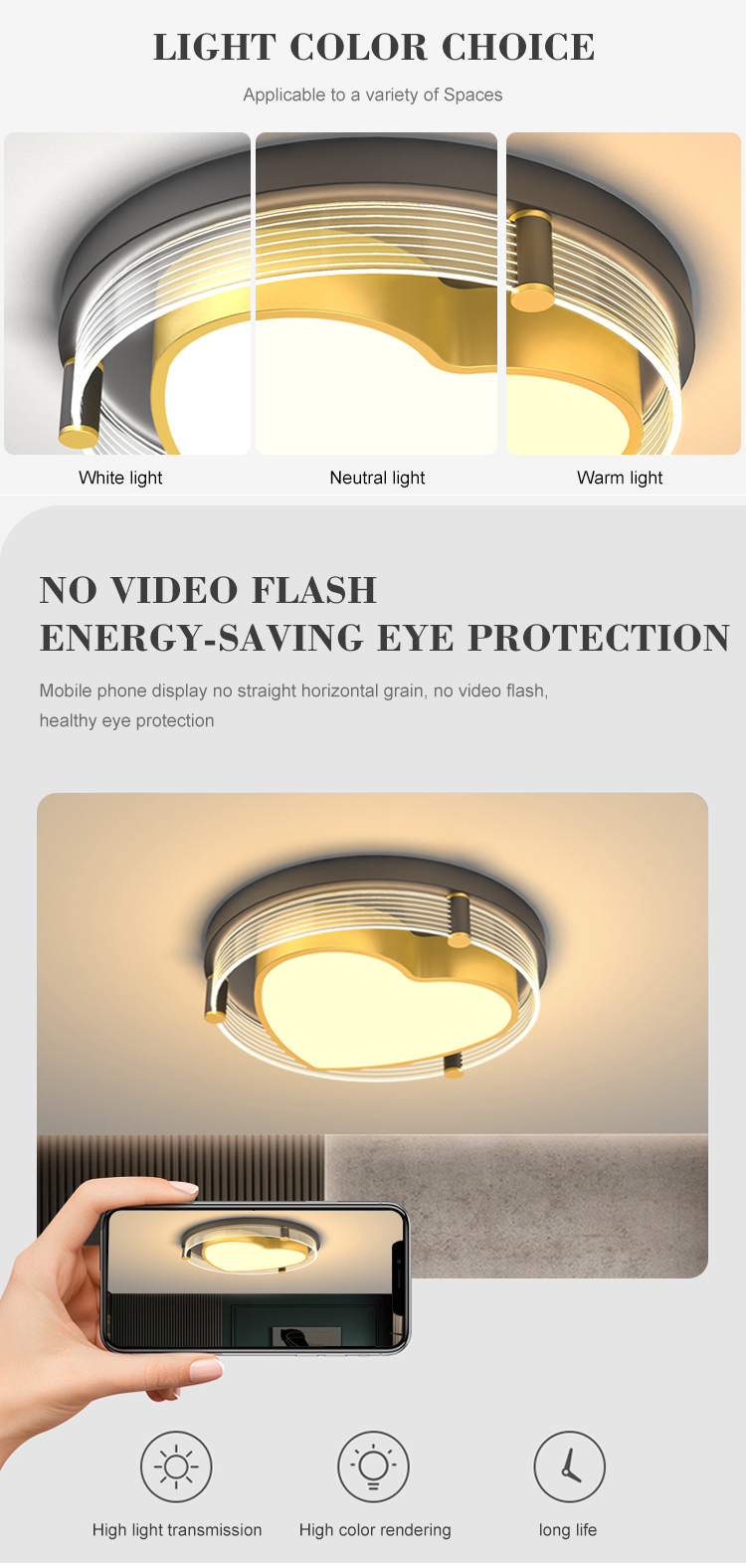 New Listed Decoration Indoor 36W 48W Bedroom Living Room Acrylic Contemporary LED Ceiling Light