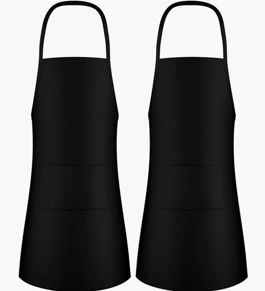 Custom No Pocket Bib Cloth Apron Unisex Black Machine Washable Aprons Barber Garden Chef Cooking Kitchen Apron for Men Women