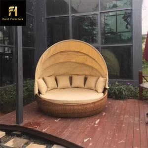 Contemporaneo divano rotondo in vimini Rattan divano divano letto portatile all'aperto lettino per ville per dormire e sonnecchiare al sole - Product Image 3