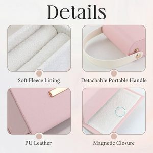 Portable Handmade Small Hand-held <b>Jewelry</b> <b>Box</b> for Travel-PU Material Magnetic Closure <b>Jewelry</b> Storage for Rings <b>Necklaces</b> - Product Image 3