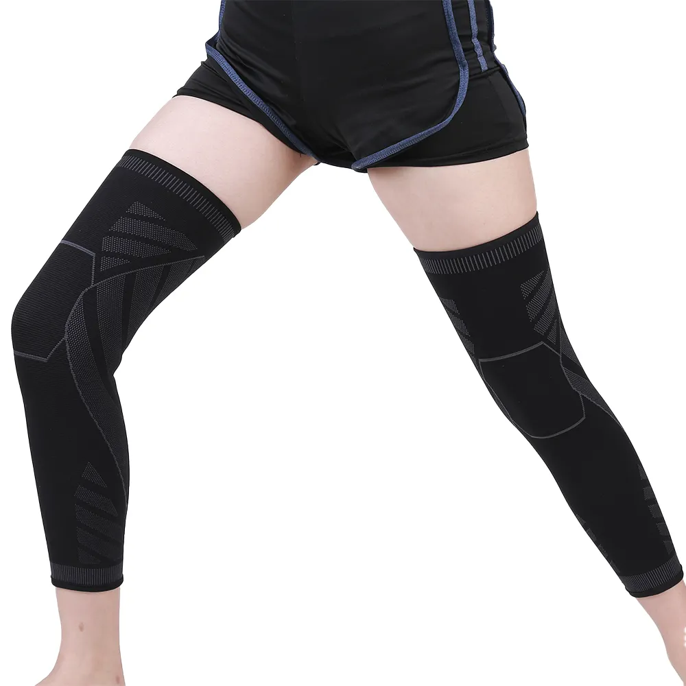 Custom Logo Basketball Sports Knee Pads Full Length Knee Brace Support Calf Sleeve Compression Leg Sleeves