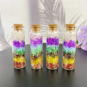 New Energy Crystal Stone Small Gravel Quartz Rainbow Gemstone Chips Wishing Bottle For Gift