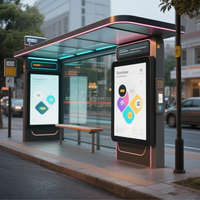 Station d'arrêt de bus intelligente en acier galvanisé personnalisée avec écran LED HD et protection IP65 contre les intempéries pour les transports publics en extérieur