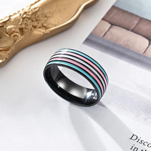 Anillo de dedo de hombre Gay arcoíris de acero inoxidable Unisex Chapado en plata LGBT transgénero alianzas de boda para joyería lésbica - Product Image 3