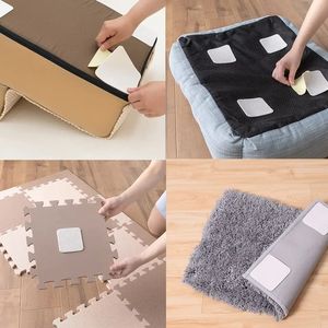 Leris 4/8 pièces Grips antidérapants pour tapis auto-adhésifs réutilisables lavables carrés Technologie d'aspiration Noir/Blanc REACH ROHS - Product Image 4