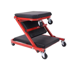 Asiento rodante plegable tipo Z de alta resistencia, rojo, ajustable, para mecánico automotriz, silla de taller, reparación de automóviles, suave - Product Image 2