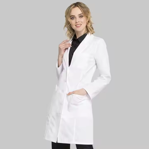 Venta al por mayor precio directo de fábrica mujeres blanco puro bata de laboratorio Hospital uniforme médico estudiantes universitarios abrigos médico enfermera uniforme - Product Image 3