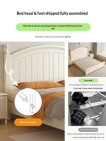 Lit double en bois massif de style américain moderne et minimaliste de 1,8 m, blanc, lit de princesse pour enfants de 1,35 m, style crème, chambre à coucher pour filles avec espace de rangement