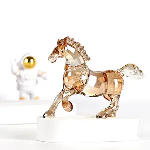 JY Wholesale Custom Size K9 Crystal Glass Painted Crystal Horse With Gift Box