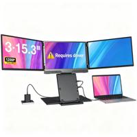 Moniteur portable extenseur d'écran quadruple IPS 1200P de 15,3 pouces personnalisé en gros pour MacBook M1 M2 M3 M4, connexion par un seul câble