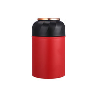 Recipiente para comida al vacío de acero inoxidable, cilindro de 500 ml, lonchera aislada con tapa para hombres y mujeres, blanco, negro, rojo, creativo, simple, sólido