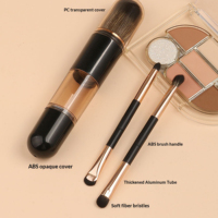 6-in-1 Einziehbarer Doppelseitiger Make-up-Pinsel Tragbarer Mini-Reise-Kosmetikpinsel Weicher Synthetikfaser-Gesichts- und Augen-Make-up-Pinsel