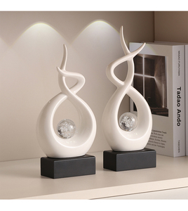 현대 북유럽 럭셔리 독특한 창조적 인 기하학적 추상 예술 세라믹 조각 가정 장식 장식 크리스탈 도자기 장식품 - Product Image 3