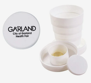 Promotional Collapsible Cup and Pill Holder Combo Custom Logo Corporate Giveaway Portable Travel Medication Organizer Set