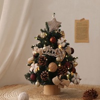 Sapin de Noël de bureau en plastique léger avec lumières LED réglables, design exquis, ambiance romantique, décoration intérieure