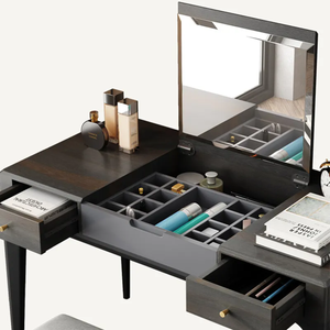 Mobilier de Maison Mobilier de <span class=keywords><strong>Chambre</strong></span> à Coucher de Luxe Coiffeuse en Bois avec Miroir Bureau à Double Usage pour les Études et le Maquillage - Product Image 2