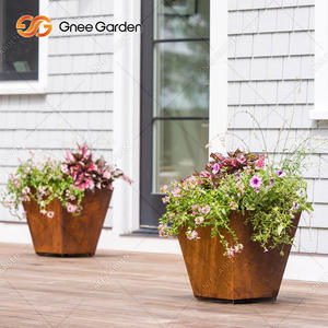 Grand pot de fleurs en acier corten résistant à la corrosion, de forme carrée, de 15 pouces, style minimaliste, pour extérieur, jardin, hôtel - Product Image 3