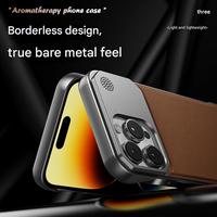 Coque Téléphone Magnétique en Cuir Tendance pour iPhone 11 12 13 14 15 16 17 Pro Max 16 Plus, Étui de Protection Rigide sans Cadre en PC avec Aromathérapie