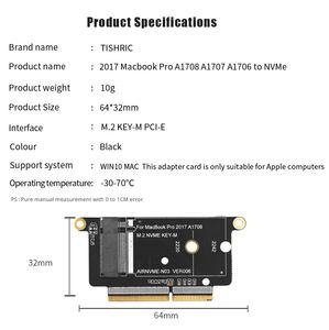 TISHRIC NVMe M.<span class=keywords><strong>2</strong></span> ถึง 2013-2017 อะแดปเตอร์แมคบุคแอร์โปรรุ่นยาว M-KEY โปรโตคอล PCI-E เท่านั้น - Product Image 6
