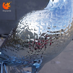 Mirror Effect Fiberglass <strong>Peacock</strong> <strong>Sculpture</strong>, Hotel Lobby Luxury Decor, High-End Club Floor Art Ornament - Product Image 6