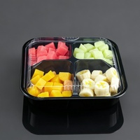 Vente en gros de boîtes à fruits jetables en plastique PET personnalisées, multi-spécifications, rondes, carrées et en forme de cœur, avec compartiments, pour salades