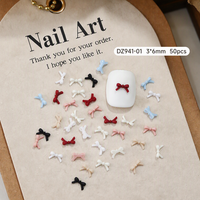Mini nœuds en résine TSZS pour décoration d'ongles, couleurs mélangées, accessoires 3D pour ongles, breloques plates pour DIY Nail Art Salon