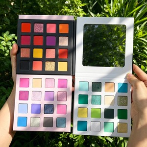 Palette de fards à paupières DIY mats, chatoyants et pailletés, 16 couleurs, boîte de 22 mm carrée avec miroir - Product Image 1