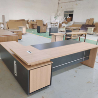 Mobilier de bureau en bois personnalisé grande Table de travail luxe en forme de L bureau exécutif avec huche