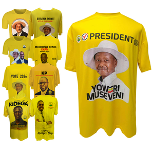 80gsm Yellow Presidential Election Campaign T-Shirt with Custom Candidate Photo Printing for Uganda