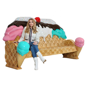 Life Size Fiberglass Ice Cream Sundae Bench Custom Waffle Cone Sofa Theme Park Dessert Shop Commercial <strong>Space</strong> <strong>Decoration</strong> Handmade - Product Image 6