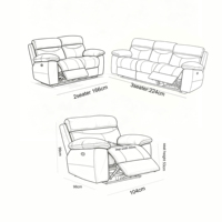Ensemble de canapés inclinables modernes en cuir marron, luxe, 3+2+1 places, mobilier de salon, fauteuil de cinéma à mouvement manuel, canapé de cinéma maison