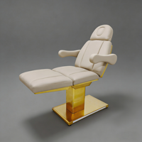 Lit de soin électrique 3/4 moteurs en acier inoxydable avec base dorée et éclairage pour SPA, salon de beauté, lit de massage