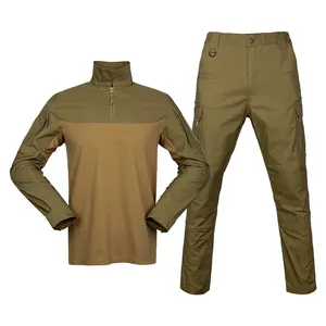 Tactical Uniforms Herren Rip-Stop T-Shirt & wind dichte Camouflage Combat Pants mit Knies chützern