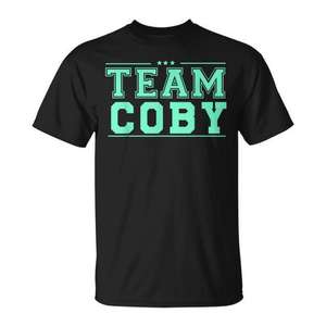 Camiseta Team Coby Negra con Texto Verde Menta, Unisex, Cuello Redondo, Manga Corta, Ropa Promocional - Product Image 1