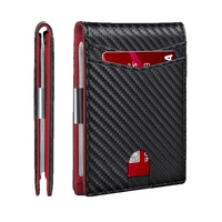 Tarjetero y billetera de fibra ultrafina para hombre y mujer con 12 ranuras para tarjetas, fundas para tarjetas con bloqueo RFID y clip para billetes