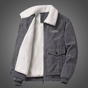 Chaqueta de manga larga con forro polar de cordero para hombre, chaqueta con logotipo personalizado, chaqueta informal de pana Vintage para hombre, abrigo de invierno - Product Image 4