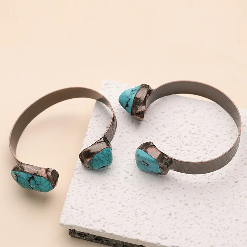 Bracelet manchette en pierre précieuse turquoise naturelle pour fille bijoux pour femmes