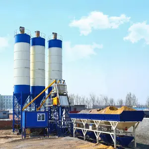 Low Price Large Capacity Skip Hoist HZS 75m3/h Concrete Batching Plant With 100ton Cement Silos For Sale