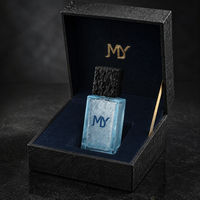 Flacon de parfum en verre bleu craquelé carré de luxe, design craquelé, 50 ml, 100 ml, avec bouchon texturé, pour l'emballage de parfums