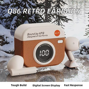 หูฟังไร้สาย Q86 Retro Camera ลายหนัง พร้อมหน้าจอแสดงผลดิจิตอล สำหรับเล่นเกมส์ ลดการดีเลย์ - Product Image 2
