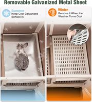 Cage en bois pour animaux de compagnie, cage pour cochon d'Inde en aluminium et sapin, intérieur/extérieur, avec bords anti-mastication, design ventilé, plateau profond et facile à nettoyer
