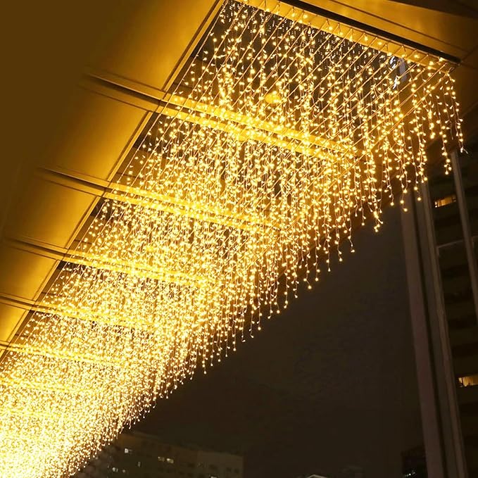 10*0.6m 240LED Clear Wire LED String Icicle Curtain Fairy Lights - JUFU - Holiday Decoration Lightin