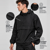 Veste coupe-vent décontractée pour homme en polyester imperméable avec logo personnalisé imprimé