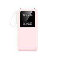 Batería Externa Delgada de 10000mAh para Teléfono con 4 Cables Integrados, Pantalla Digital, Soporte para Teléfono, Cargador Portátil