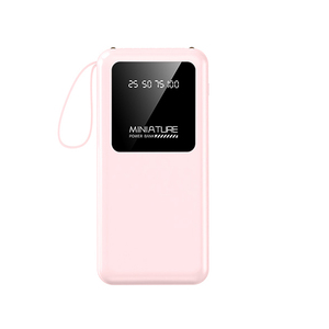 <span class=keywords><strong>Batterie</strong></span> <span class=keywords><strong>externe</strong></span> portable Slim 10000 mAh avec 4 câbles intégrés, écran numérique et support de téléphone - Product Image 2
